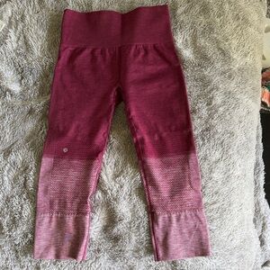 Burgundy High-Waisted cropped Lululemon Leggings